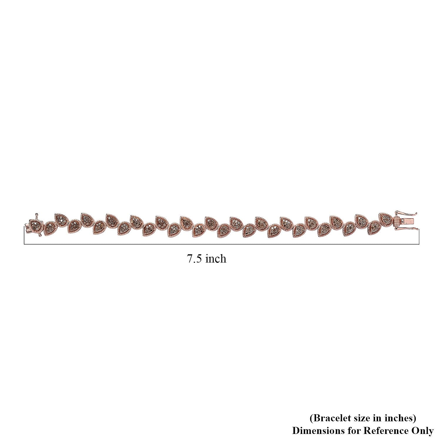 Natural Champagne Diamond Bracelet in Vermeil Rose Gold Over Sterling Silver (7.25 In) 2.00 ctw