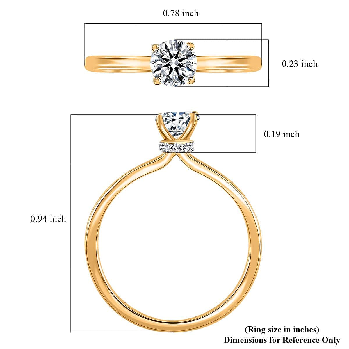 Iliana Diamond G-H SI1 0.50 ctw Ring in 18K Yellow Gold (Size 10.0)