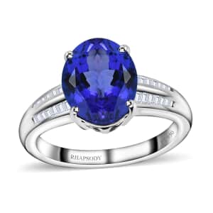 Rhapsody 950 Platinum AAAA Tanzanite and E-F VS2 Diamond Ring (Size 10.0) 7.65 Grams 5.20 ctw