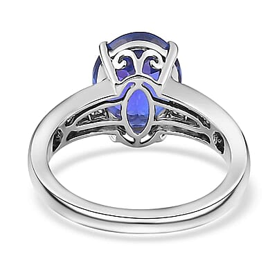 Rhapsody 950 Platinum AAAA Tanzanite and E-F VS2 Diamond Ring (Size 10.0) 7.65 Grams 5.20 ctw