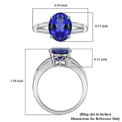 Rhapsody 950 Platinum AAAA Tanzanite and E-F VS2 Diamond Ring (Size 10.0) 7.65 Grams 5.20 ctw