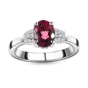 Rhapsody 950 Platinum AAAA Natural Calabar Pink Tourmaline and E-F VS Diamond Ring (Size 10.0) 5.65 Grams 1.35 ctw