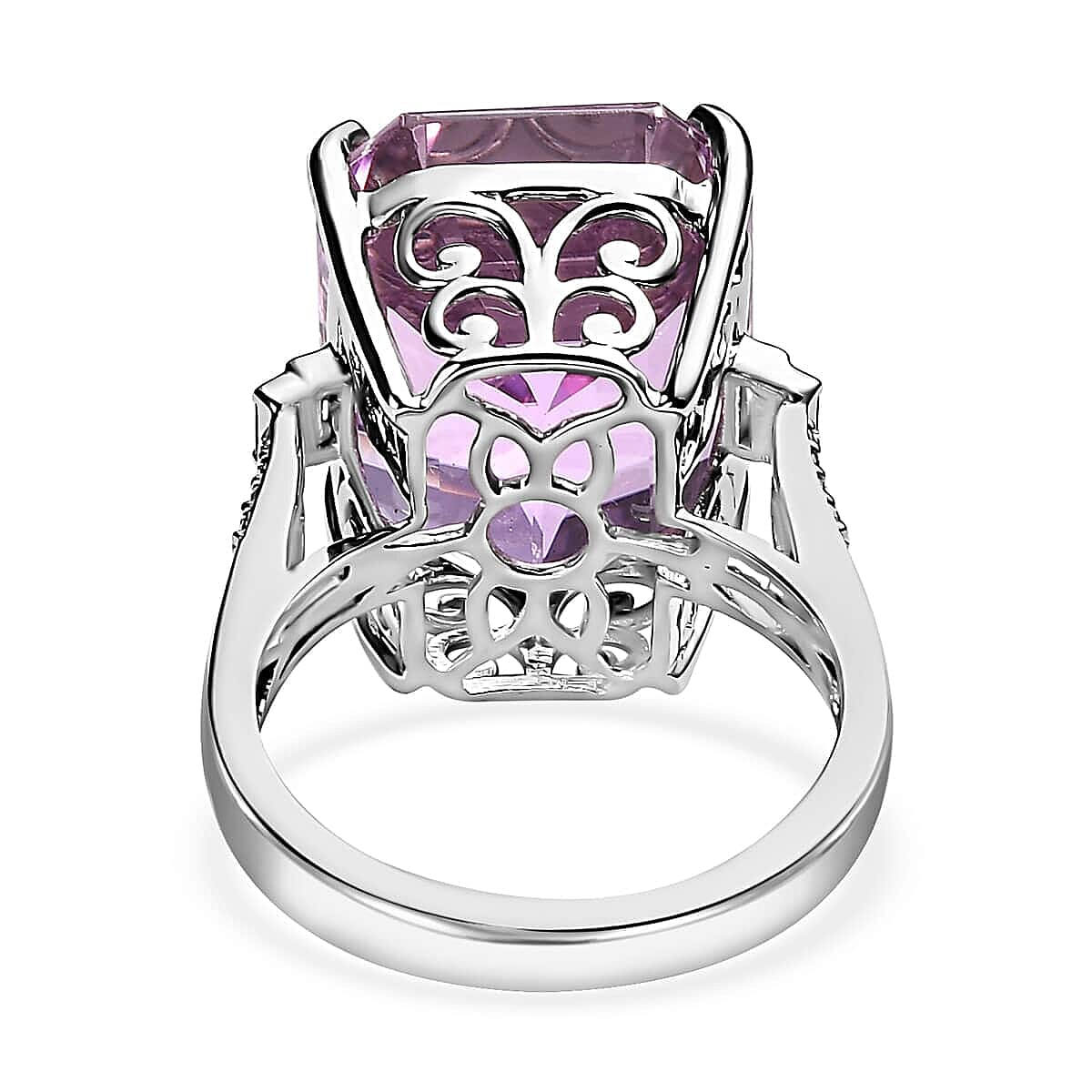 Certificate and Appraised Rhapsody 950 Platinum AAAA Patroke Kunzite and E-F VS2 Diamond Ring (Size 6.5) 10.30 Grams 24.50 ctw image number 4