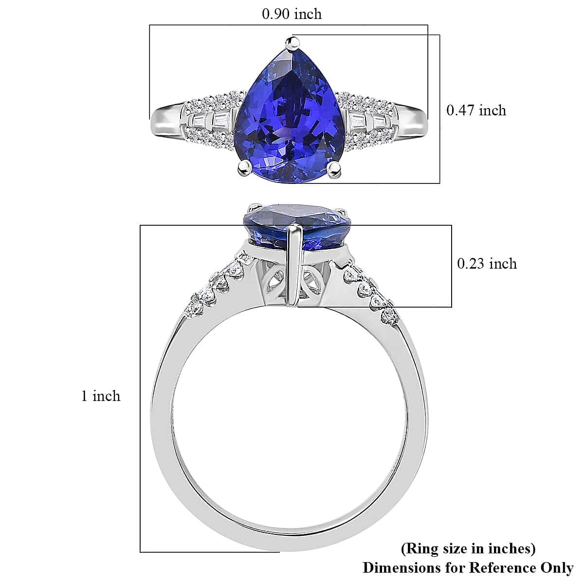 Rhapsody 950 Platinum AAAA Tanzanite and E-F VS Diamond Ring (Size 5.0) 5.40 Grams 3.00 ctw