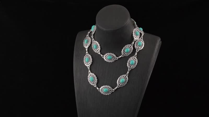 Constituted Blue Howlite Belt in Silvertone (32-45 Inches) 100.00 ctw