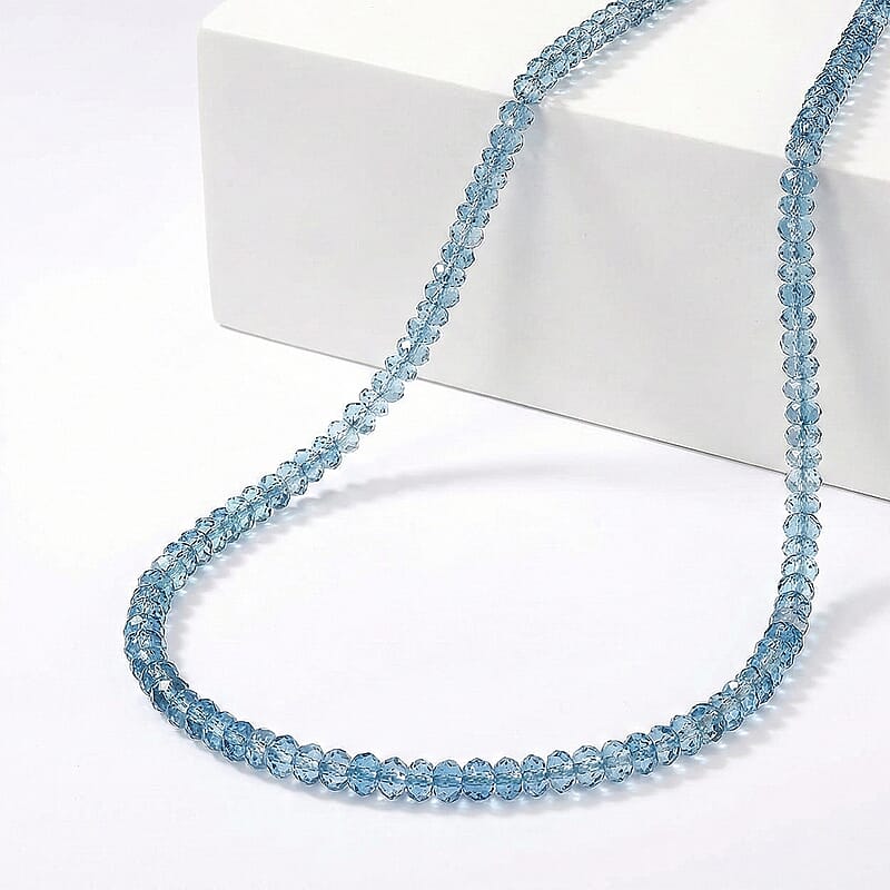 Certified & Appraised Luxoro 14K Yellow Gold AAAA London Blue Topaz Beaded Necklace 18-20 Inches 80.00 ctw
