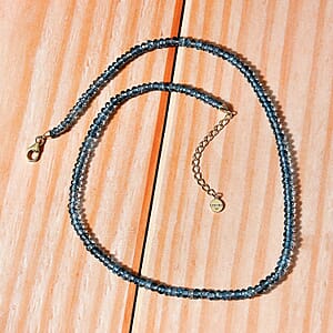 Certified & Appraised Luxoro 14K Yellow Gold AAAA London Blue Topaz Beaded Necklace 18-20 Inches 80.00 ctw