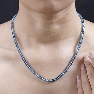 Certified & Appraised Luxoro 14K Yellow Gold AAAA London Blue Topaz Beaded Necklace 18-20 Inches 80.00 ctw