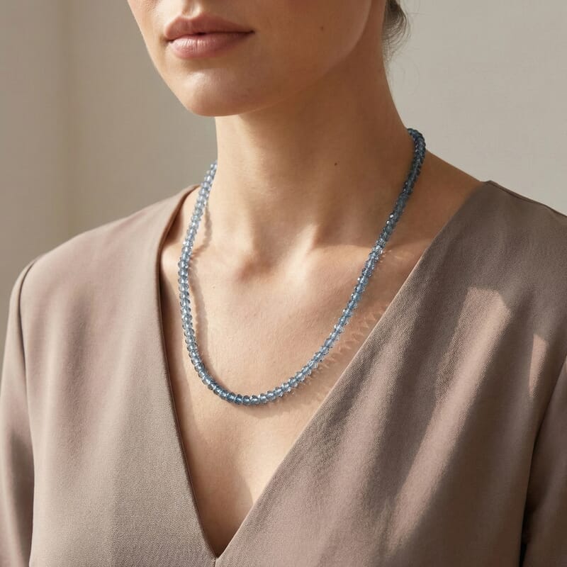 Certified & Appraised Luxoro AAAA London Blue Topaz 80.00 ctw Beaded Necklace in 14K Yellow Gold 18-20 Inches