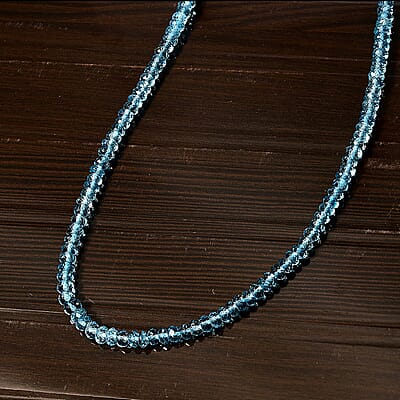 Certified & Appraised Luxoro 14K Yellow Gold AAAA London Blue Topaz Beaded Necklace 18-20 Inches 80.00 ctw