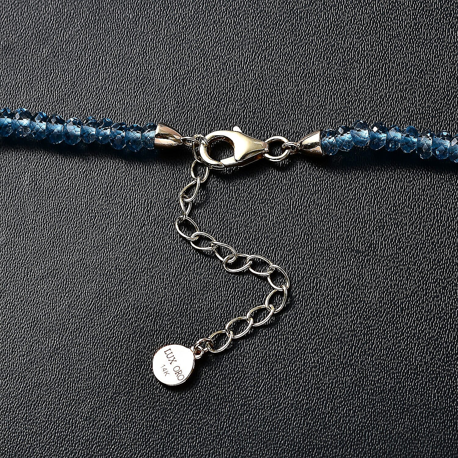 Certified & Appraised Luxoro 14K Yellow Gold AAAA London Blue Topaz Beaded Necklace 18-20 Inches 80.00 ctw