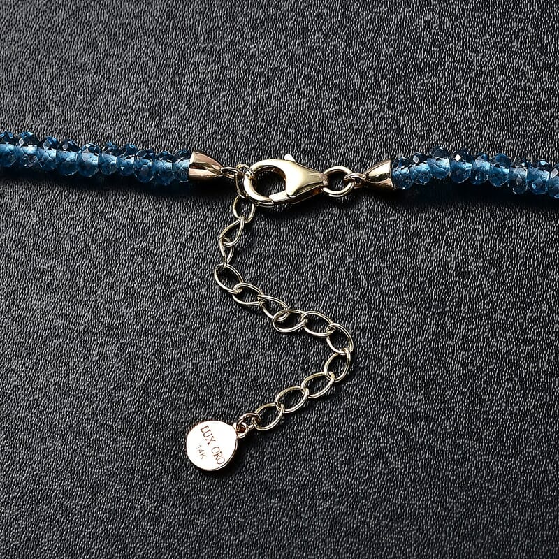 Certified & Appraised Luxoro AAAA London Blue Topaz 80.00 ctw Beaded Necklace in 14K Yellow Gold 18-20 Inches