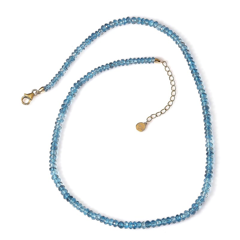 Certified & Appraised Luxoro AAAA London Blue Topaz 80.00 ctw Beaded Necklace in 14K Yellow Gold 18-20 Inches