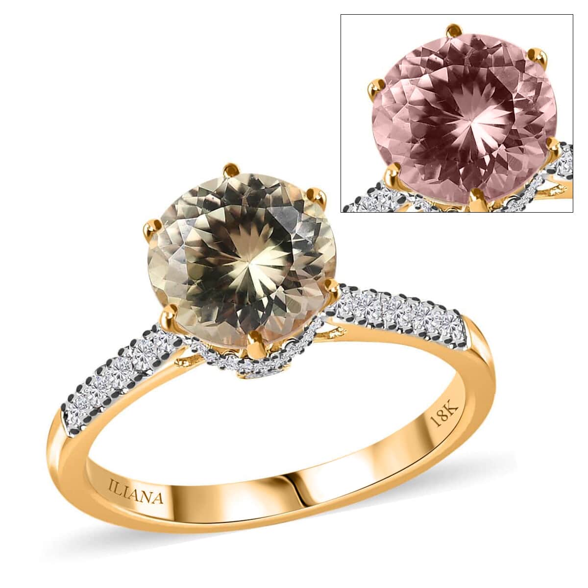 Iliana 18K Yellow Gold 120 Facet AAA Turkizite and G-H SI Diamond Ring (Size 7.5) 2.65 ctw image number 0