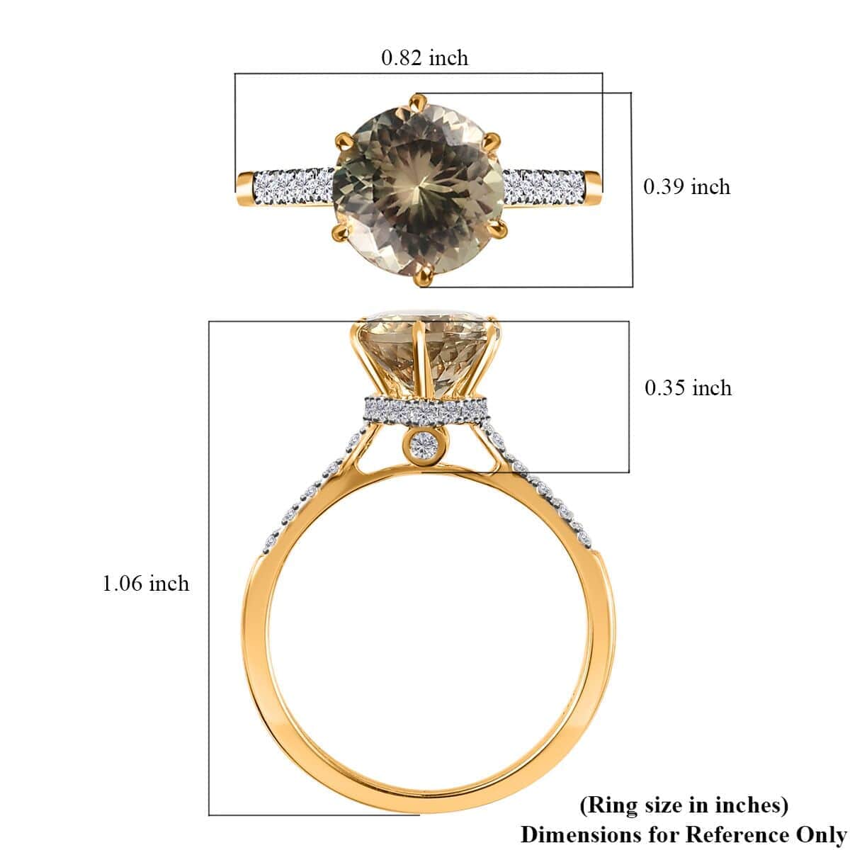 Iliana 18K Yellow Gold 120 Facet AAA Turkizite and G-H SI Diamond Ring (Size 7.5) 2.65 ctw image number 5