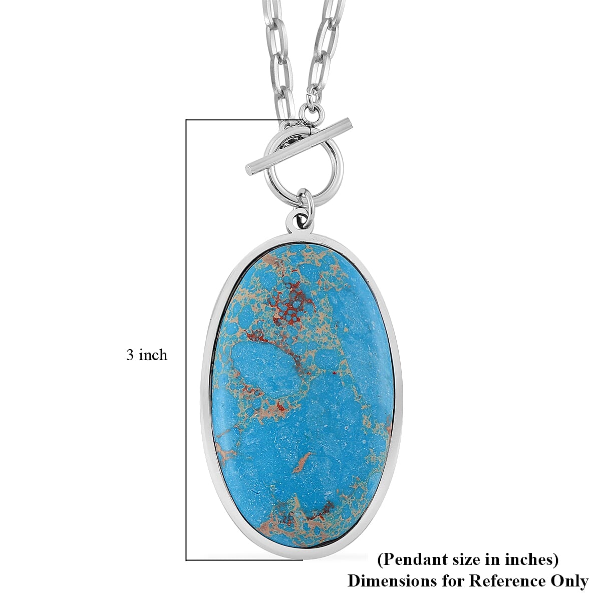 Blue Imperial Jasper 50.00 ctw Necklace in Stainless Steel 24 Inches image number 2