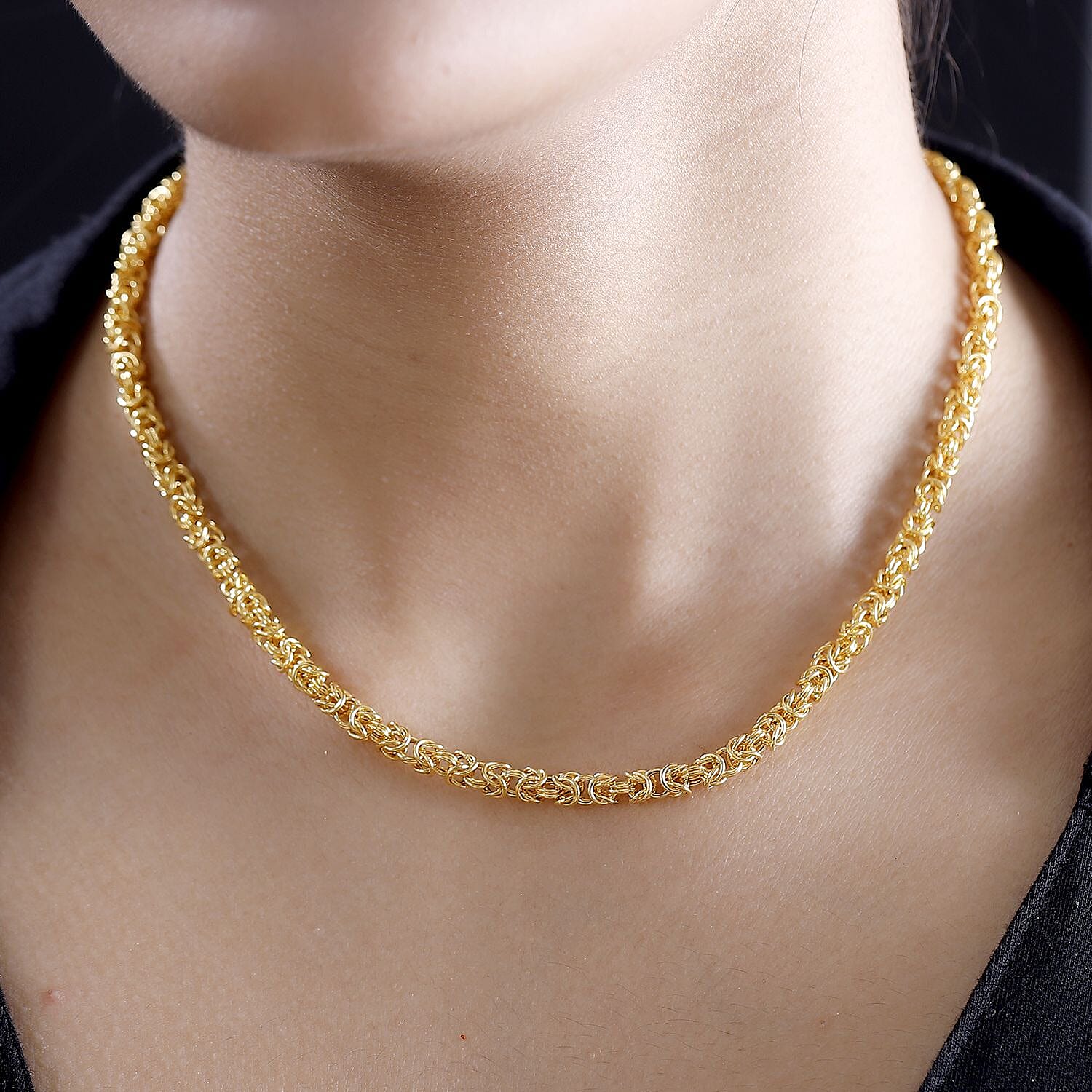 22K Yellow Gold 4.30mm Byzantine Chain Necklace 19.50 Inches 13.95 Grams