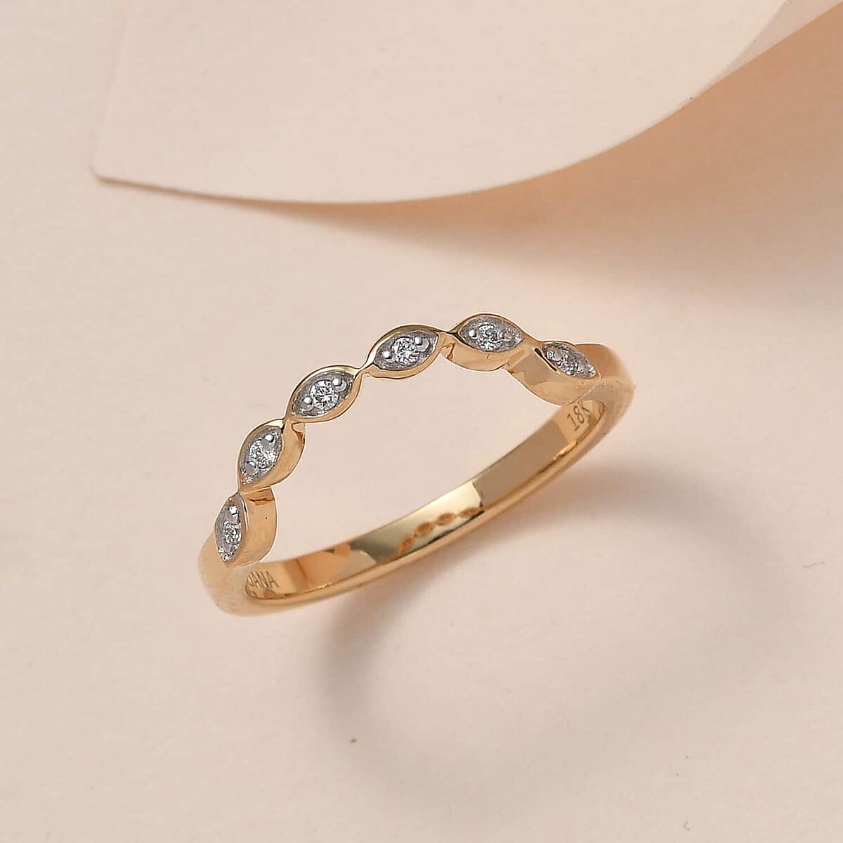 Iliana 18K Yellow Gold G-H SI1 Diamond Band Ring (Size 6.5) 0.05 ctw image number 1