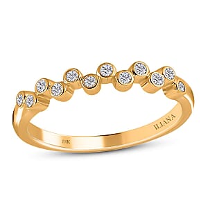 Iliana 18K Yellow Gold G-H SI1 Diamond Half Eternity Band Ring (Size 6.5) 0.15 ctw