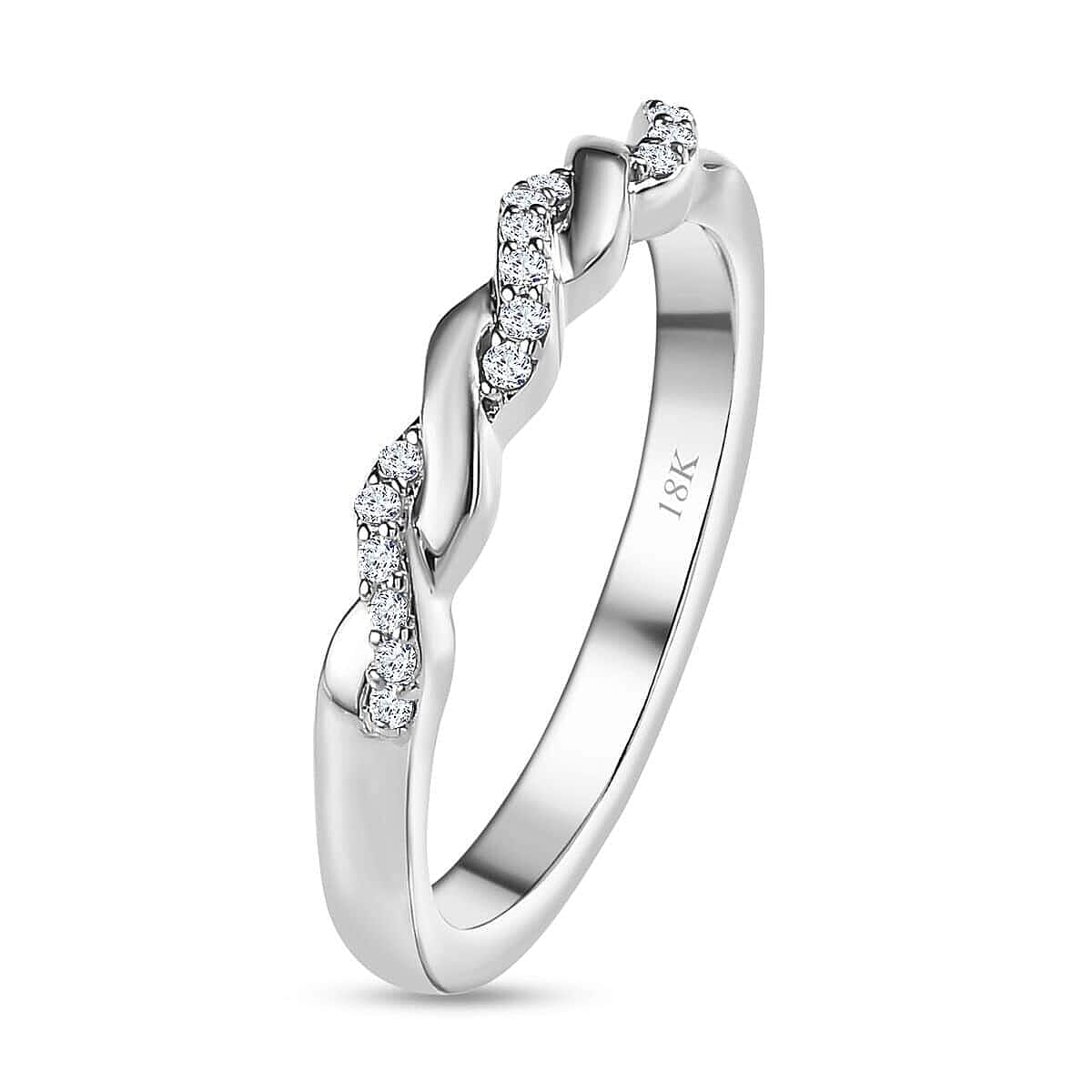 Iliana 18K White Gold G-H SI1 Diamond Forever Love Twisted Band Ring (Size 5.5) 0.10 ctw image number 3
