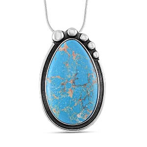 Blue Imperial Jasper 50.00 ctw Necklace in Stainless Steel 24 Inches
