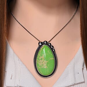 Green Imperial Jasper 50.00 ctw Necklace in Stainless Steel 24 Inches