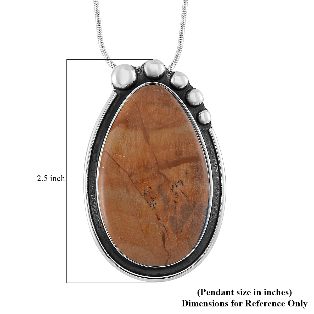 Picture Jasper 50.00 ctw Necklace in Stainless Steel 24 Inches image number 2