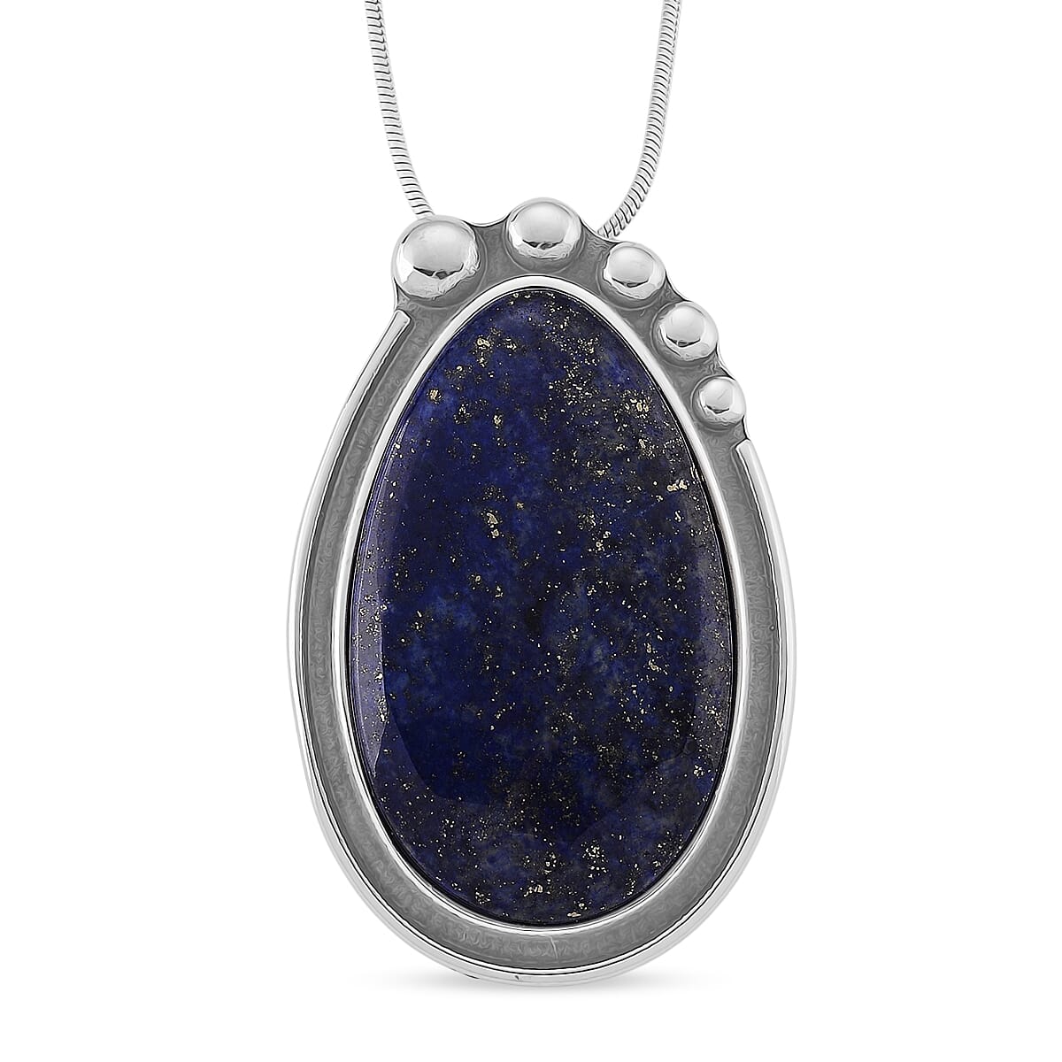 Blue Imperial Jasper 50.00 ctw Necklace in Stainless Steel 24 Inches