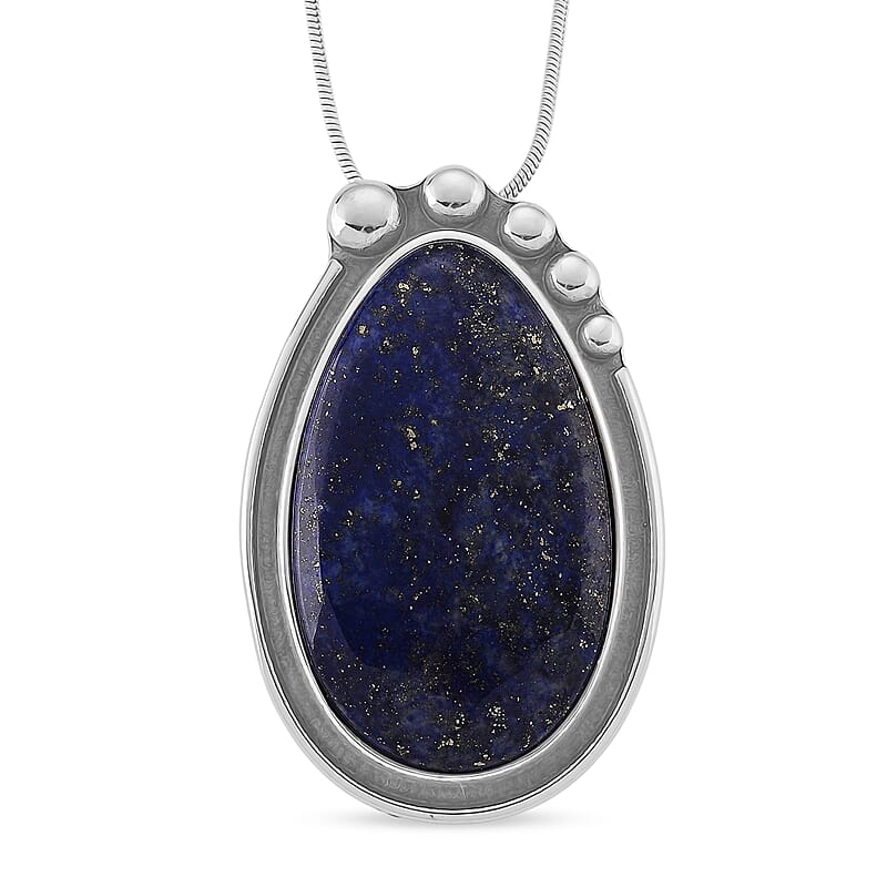 Lapis Lazuli 50.00 ctw Necklace in Stainless Steel 24 Inches