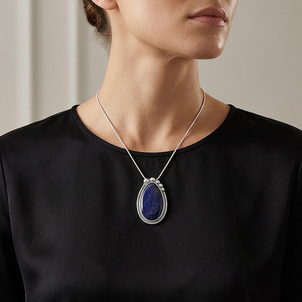 Lapis Lazuli 50.00 ctw Necklace in Stainless Steel 24 Inches