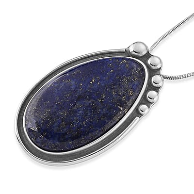 Lapis Lazuli 50.00 ctw Necklace in Stainless Steel 24 Inches