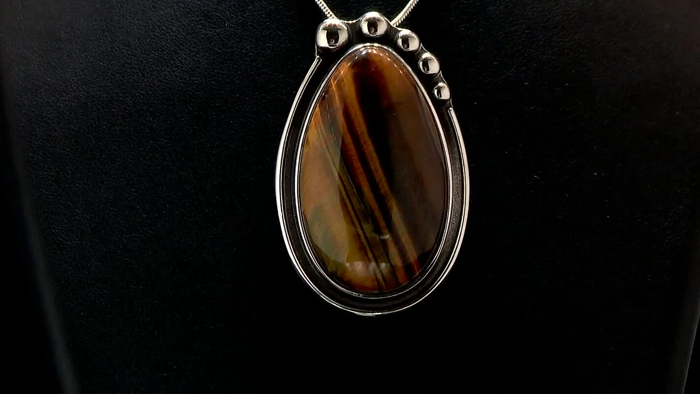 Blue Imperial Jasper 50.00 ctw Necklace in Stainless Steel 24 Inches