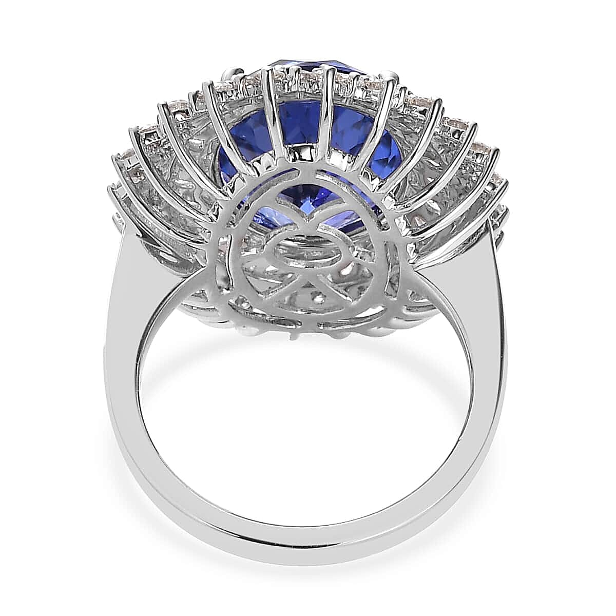 Rhapsody 950 Platinum AAAA Tanzanite and E-F VS Diamond Ring (Size 7.5) 10.50 Grams 11.20 ctw image number 4