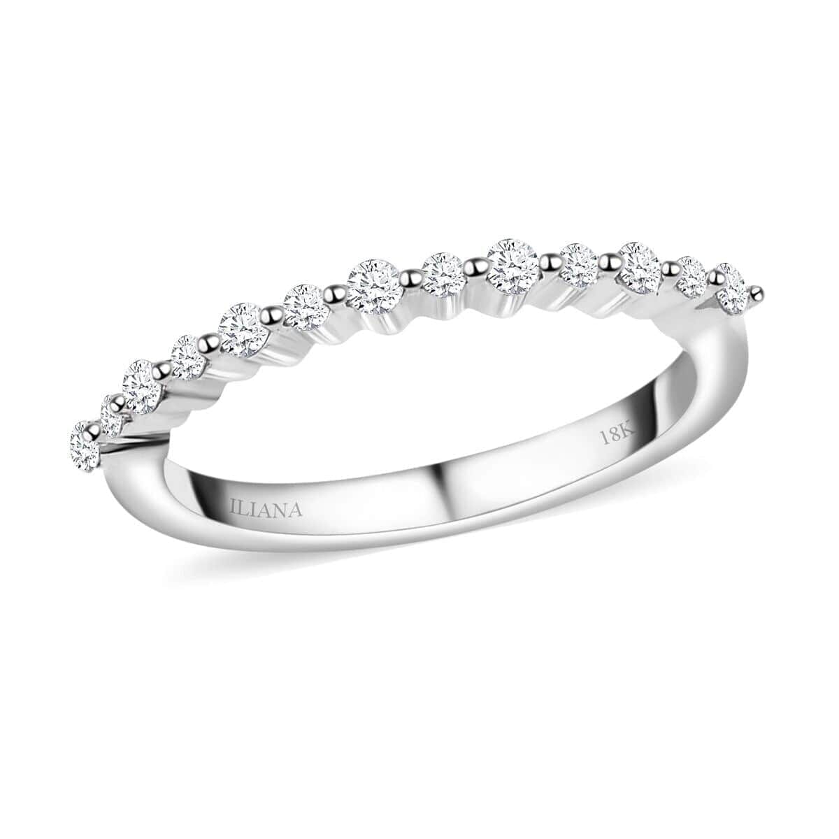 Iliana 18K White Gold G-H SI1 White Diamond Band Ring (Size 5.5) 2.65 Grams 0.25 ctw image number 0