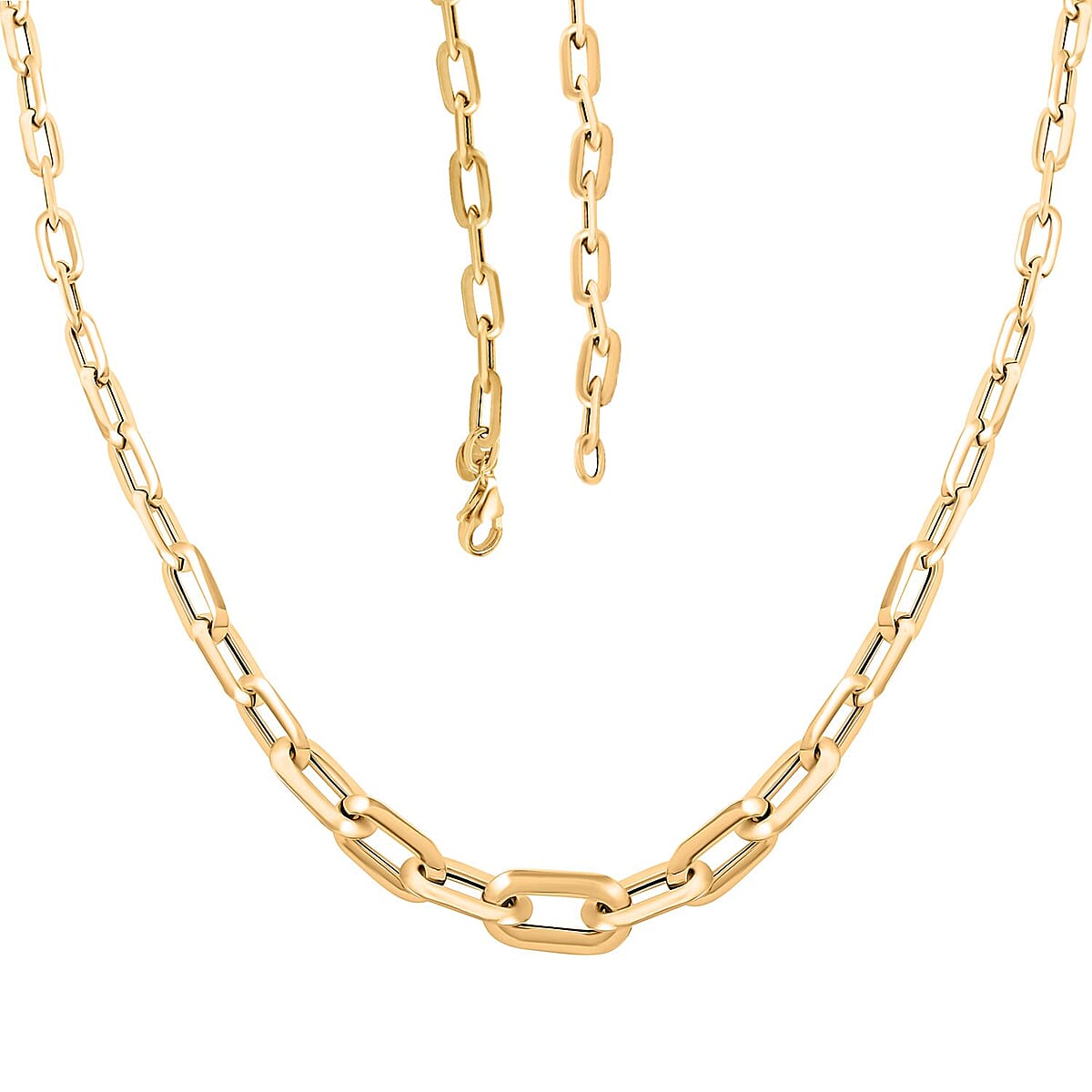Italian 14K Yellow Gold Over Sterling Silver Paper Clip Chain Necklace 20 Inches 14.8 Grams image number 3