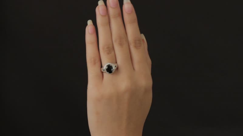 Nigerian Black Tourmaline and Thai Black Spinel Ring in Platinum Over Copper 3.10 ctw