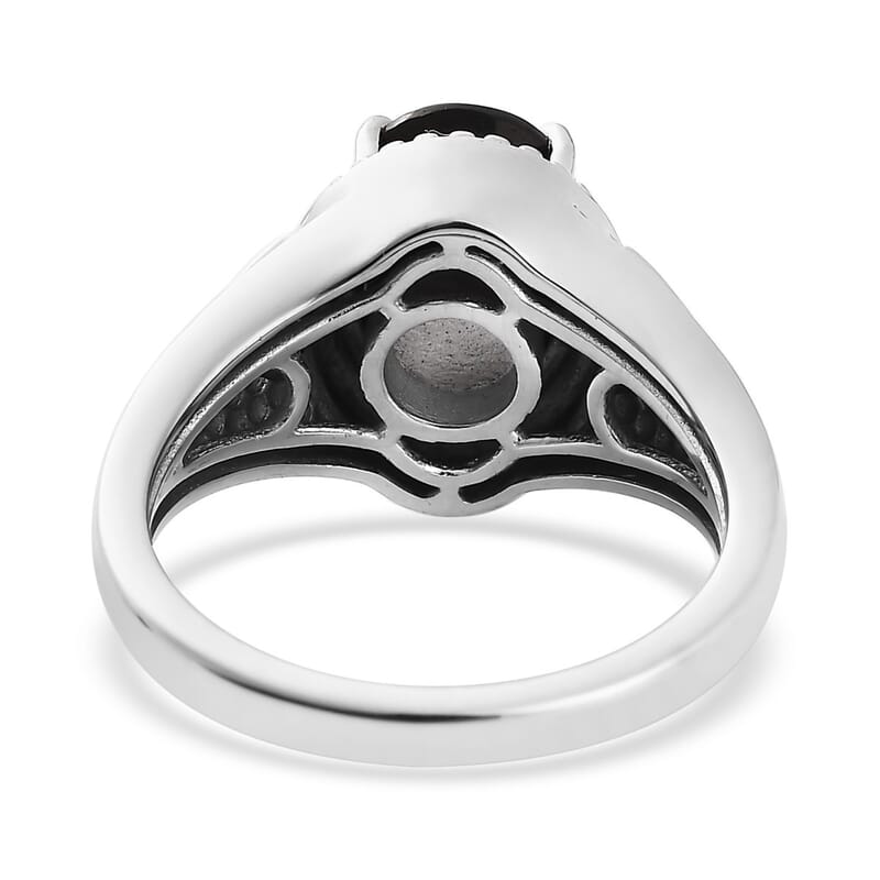 Black Tourmaline and Thai Black Spinel Ring in Platinum Over Copper (Size 10.0) 3.10 ctw