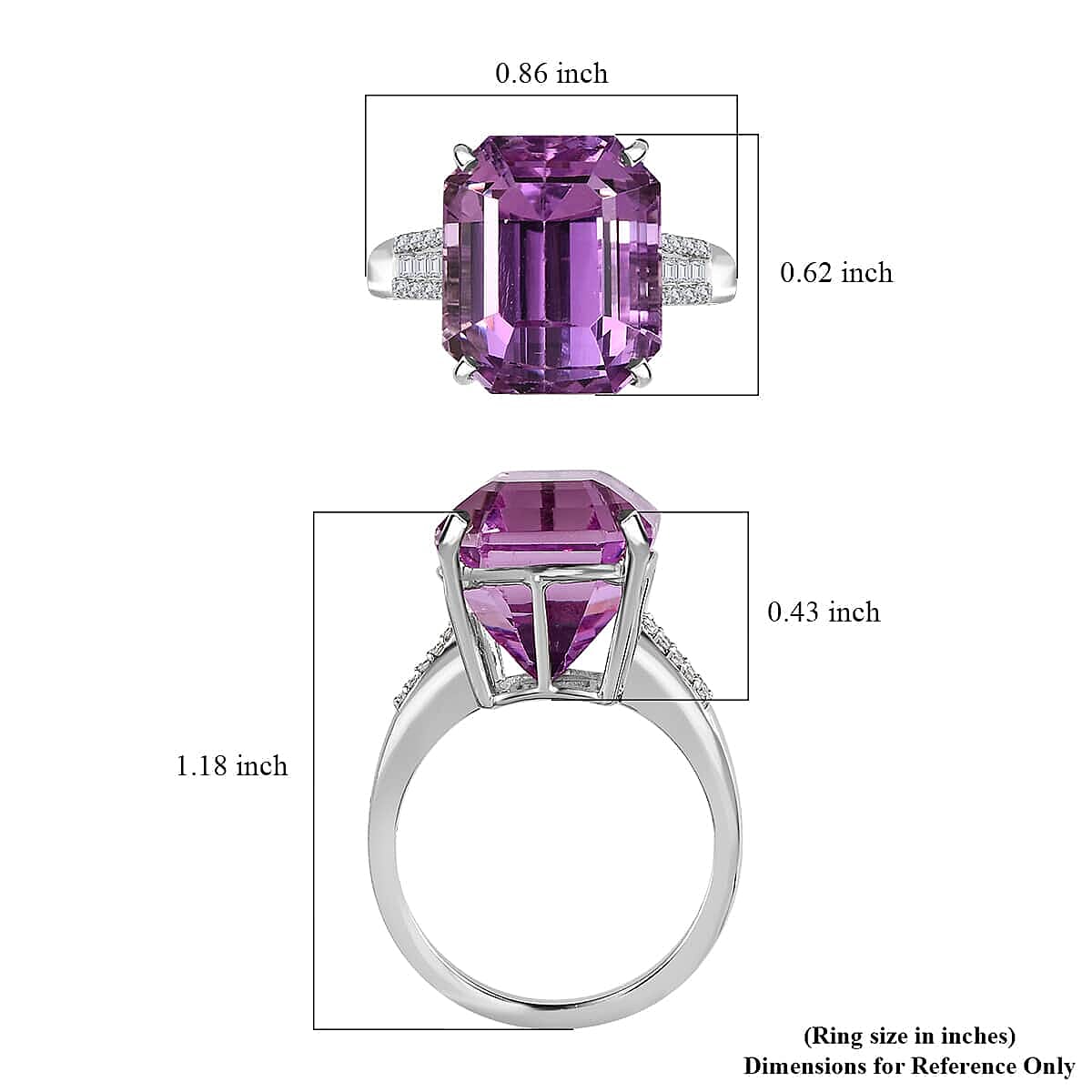Rhapsody AAAA Patroke Kunzite and E-F VS Diamond 10.35 ctw Ring in  950 Platinum (Size 8.5) 7.65 Grams image number 5