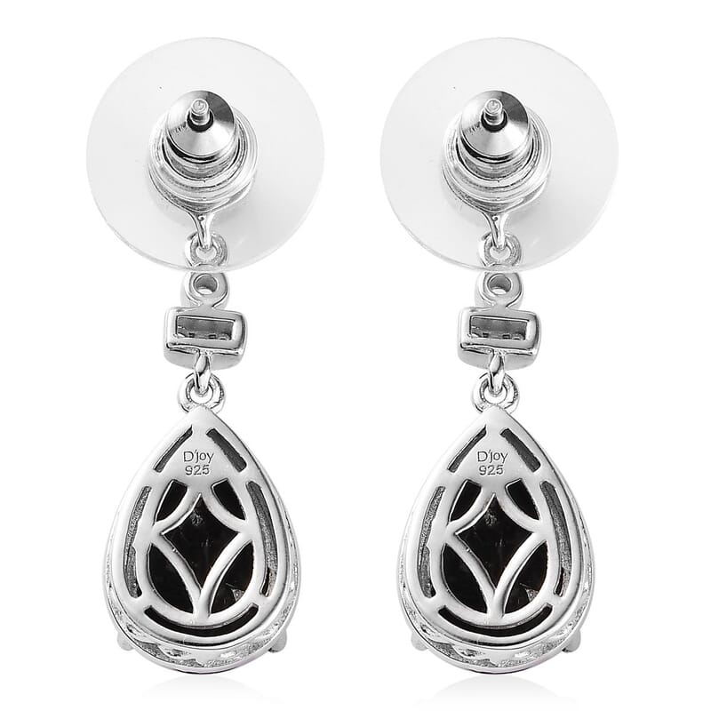 Black Tourmaline and Multi Gemstone Dangling Earrings in Platinum Over Sterling Silver 6.80 ctw