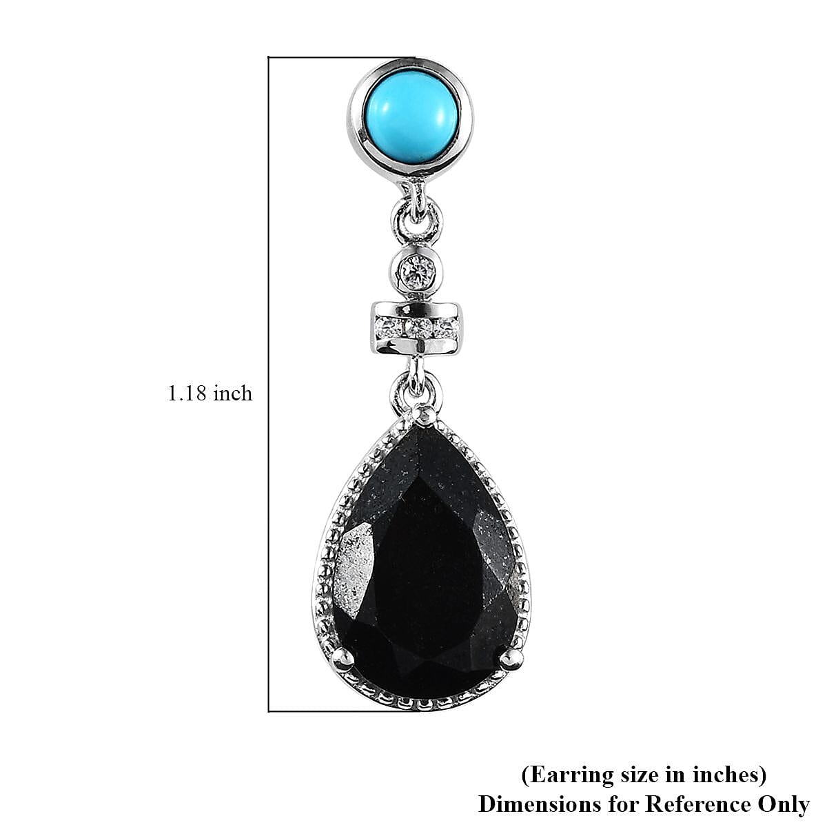 Black Tourmaline and Multi Gemstone Dangling Earrings in Platinum Over Sterling Silver 6.80 ctw