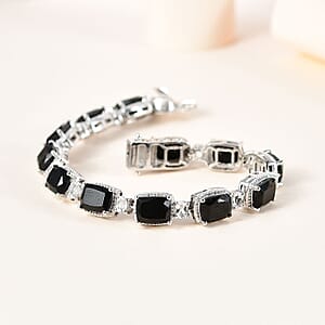 Black Tourmaline and White Topaz Bracelet in Platinum Over Sterling Silver (6.50 In) 22.15 ctw