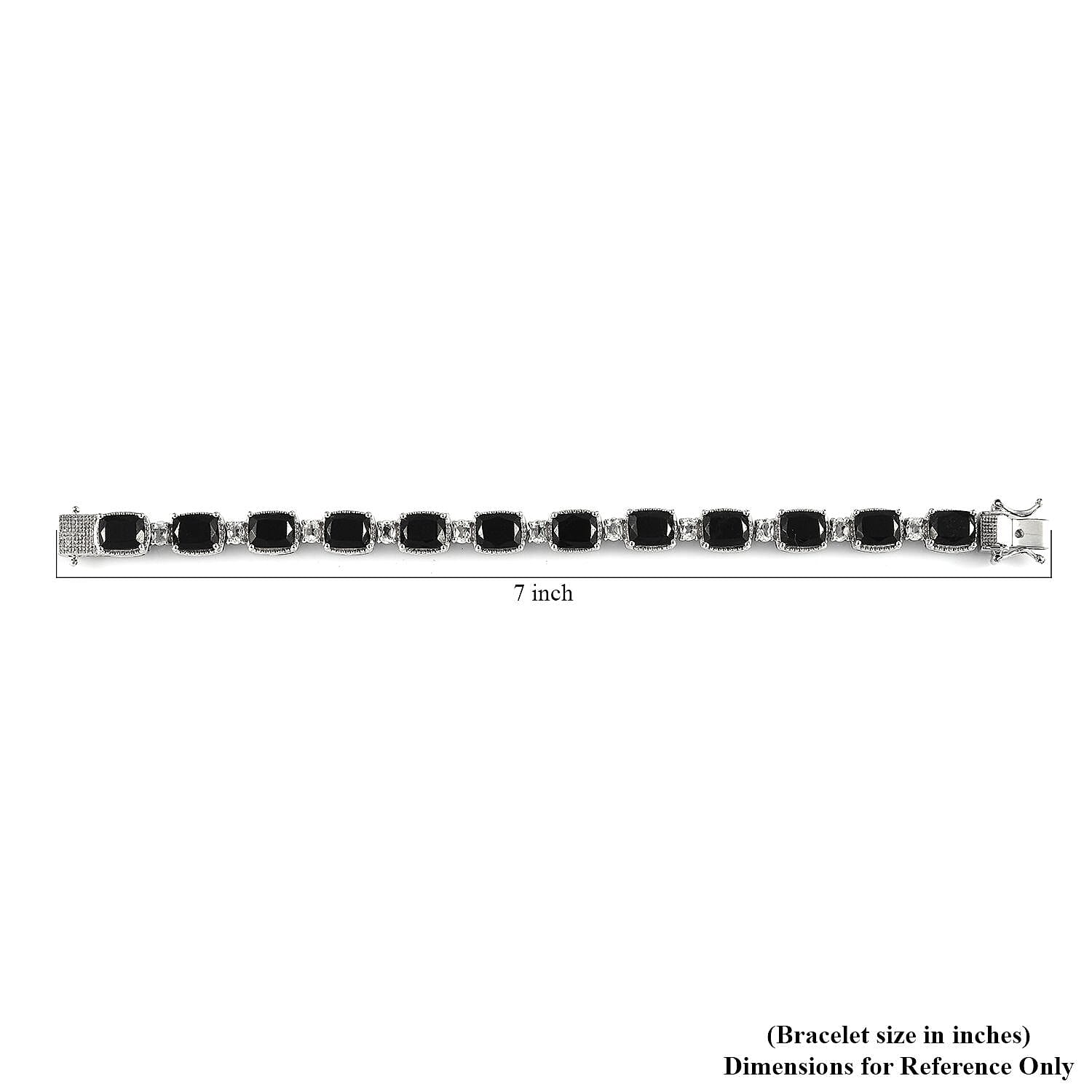 Black Tourmaline and White Topaz Bracelet in Platinum Over Sterling Silver (6.50 In) 22.15 ctw