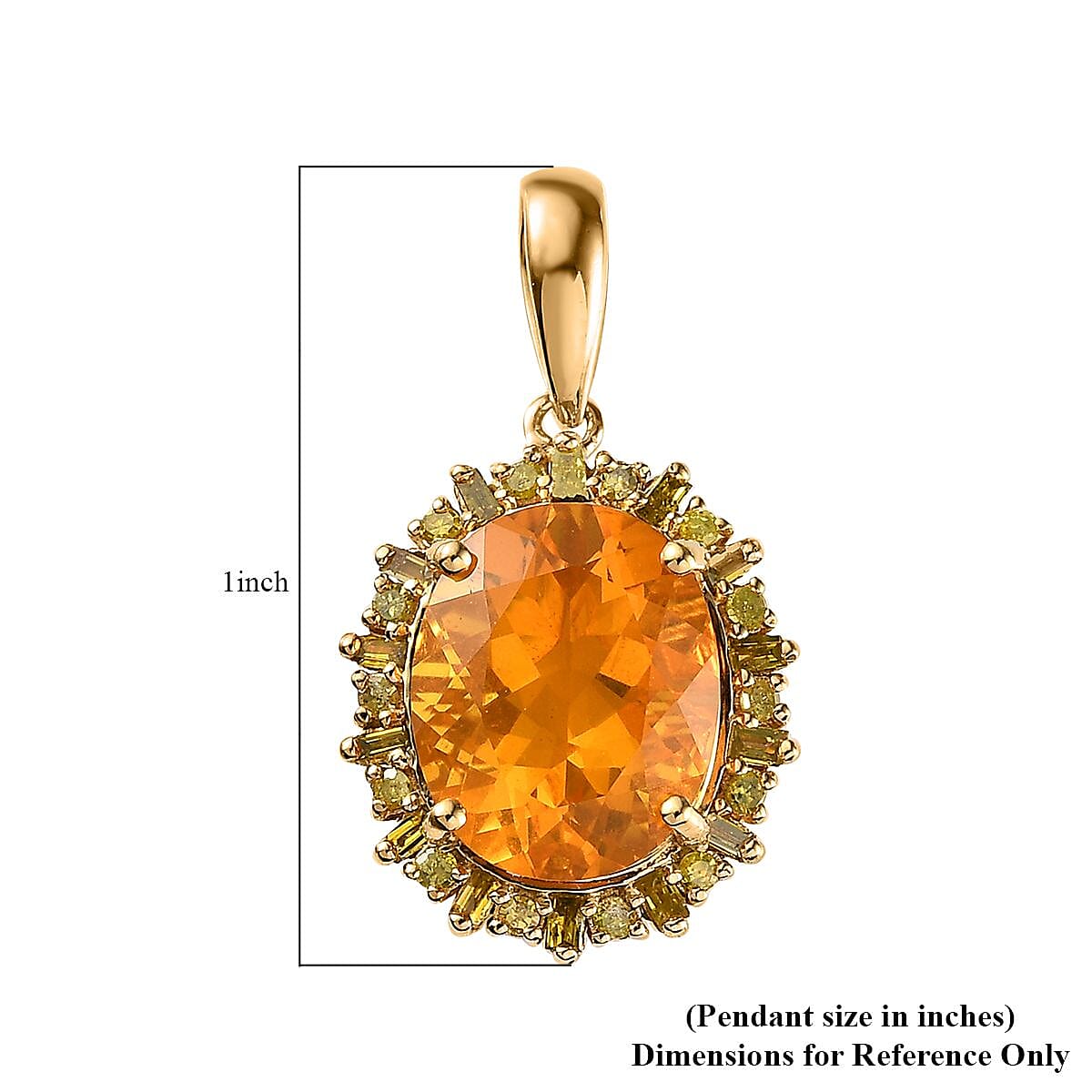 Premium BURITI Fire Opal and Yellow Diamond Halo Pendant in Vermeil Yellow Gold Over Sterling Silver 2.80 ctw