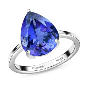 Rhapsody AAAA Tanzanite 5.00 ctw Solitaire Ring in 950 Platinum (Size 6.5) 5.05 Grams