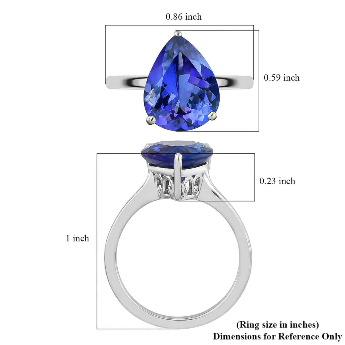 Rhapsody 950 Platinum AAAA Tanzanite Solitaire Ring (Size 10.0) 5.05 Grams 5.00 ctw image number 5