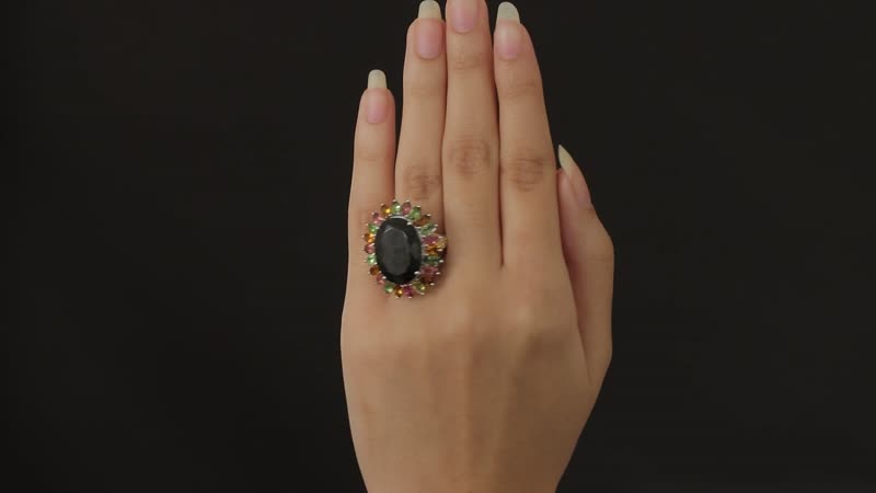 Australian Black Tourmaline, Multi-Tourmaline Ring in Platinum Over Sterling Silver (Size 10.0) 22.65 ctw