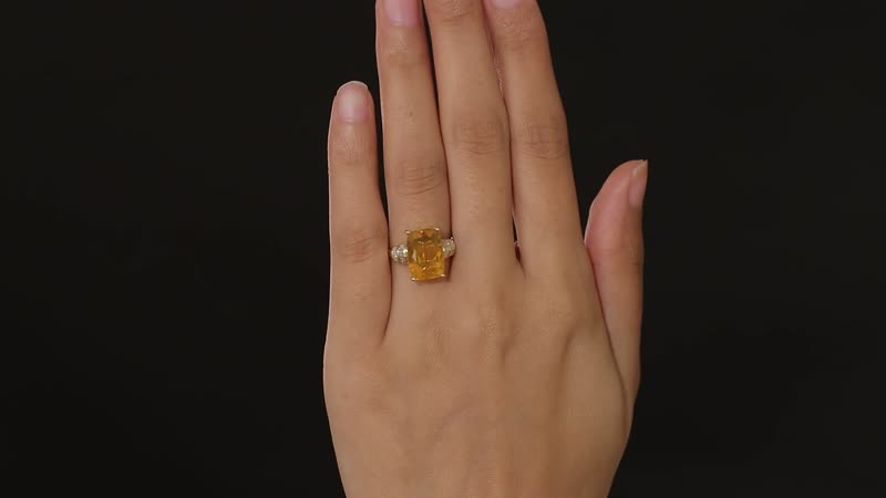 Luxoro 10K Yellow Gold Premium Brazilian Fire Opal and G-H I3 Diamond Ring (Size 6.0) 4.85 ctw