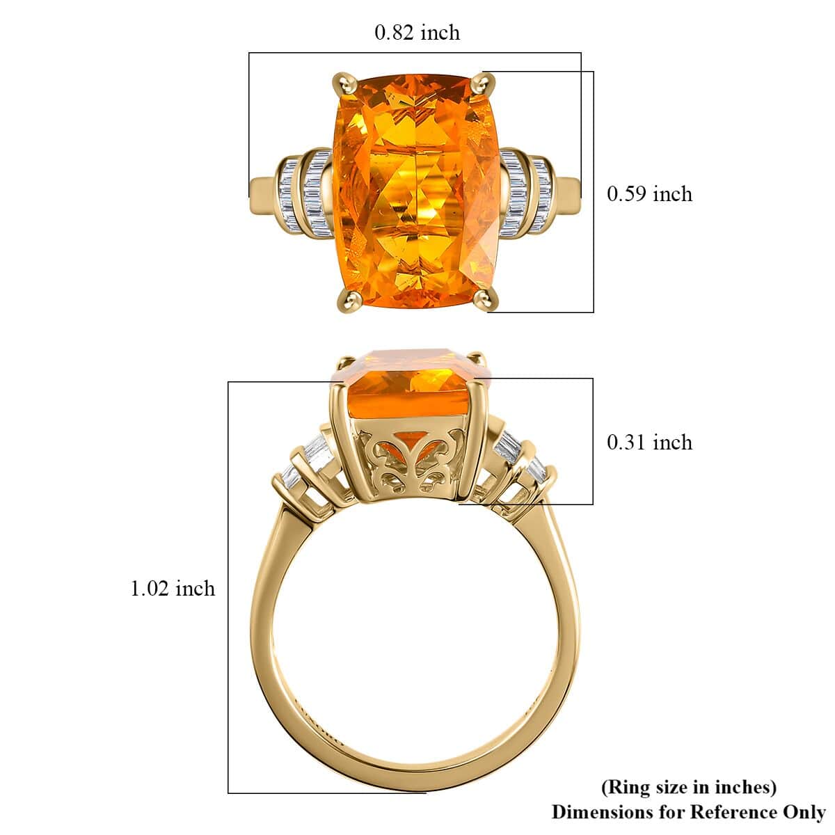 Luxoro 10K Yellow Gold Premium BURITI Fire Opal and G-H I3 Diamond Ring (Size 8.0) 4.85 ctw image number 5