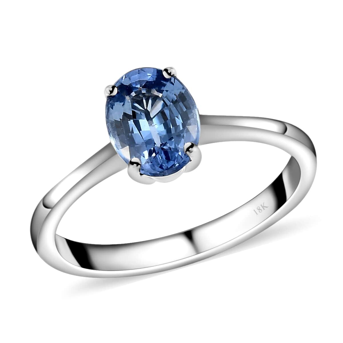 Iliana 18K White Gold AAA Royal Ceylon Sapphire Solitaire Ring (Size 6.5) 1.40 ctw image number 0