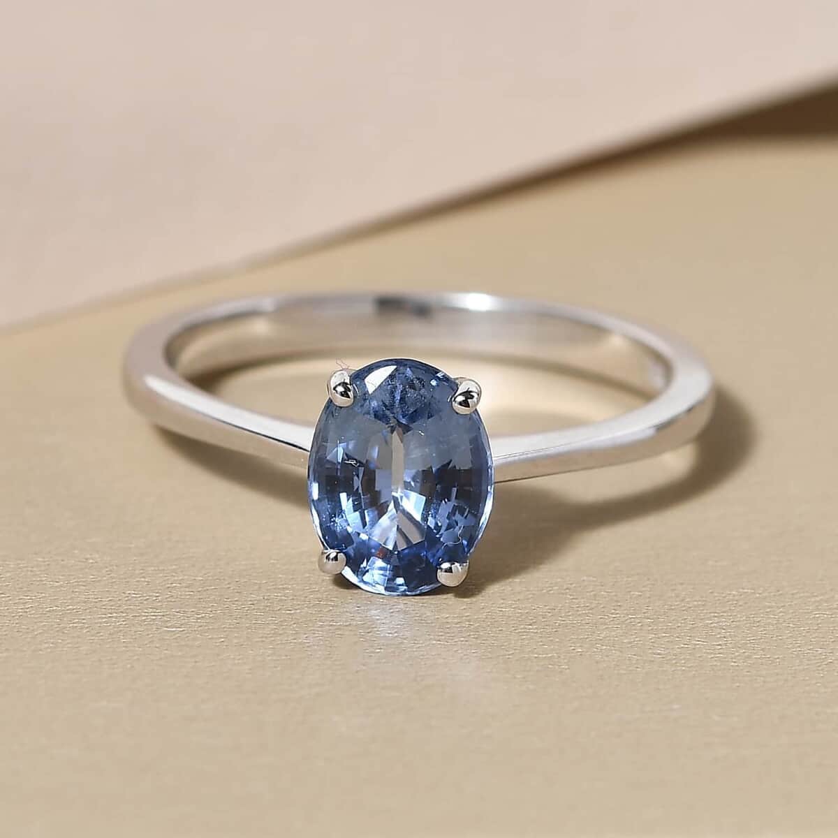 Iliana 18K White Gold AAA Royal Ceylon Sapphire Solitaire Ring (Size 6.5) 1.40 ctw image number 1